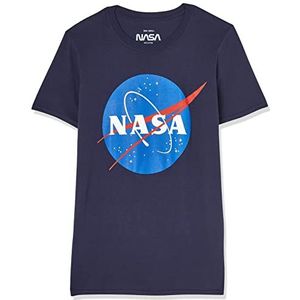 Nasa Heren T-shirt met rond logo blauw (marineblauw), S, Blauw (Navy Navy)