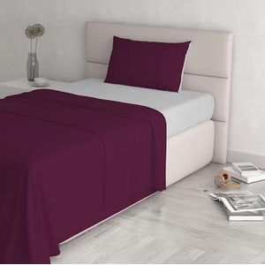 Italian Bed Linen Beddengoed Natural Colour, pruimen/lichtgrijs, eenpersoonsbed