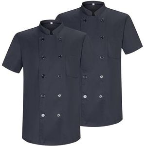 MISEMIYA - Set van 2 stuks - Koksjas voor heren - Hosteleria Uniform - Ref.2-8421B, Chef jassen 8421 - Zwart, 5XL, Chef Jassen 8421 - Zwart