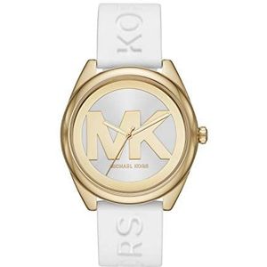Michael Kors JANELLE dameshorloge, 42 mm behuizing, driewijzer-uurwerk, siliconen armband, Wit., MK7141