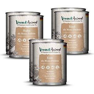 Venandi Animal Premium voer testpakket I 4 kip/4 eenden/4 rundvlees zonder granen 6 voor katten