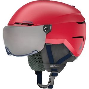 ATOMIC SAVOR VISOR JR Skihelm met vizier, rood, maat XS, voor kinderen en jongeren, maximale schokabsorptie, Active Aircon-ventilatie, hoogwaardige bril met spiegel