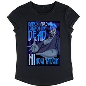 Disney Hercules-Names Hades Dames Organic Rold Sleeve T-shirt, Zwart, L, zwart.