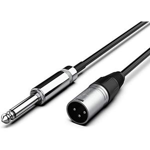 Audibax | Silver Black XLR-kabel -2 XLR-kabels Mannelijk naar YongSheng Mono Jack - Professionele Microfoonkabel - Duurzaam - Lang 1.5m - Zwart - Compatibel met Neewer nw 800, Behringer um2, Behringer