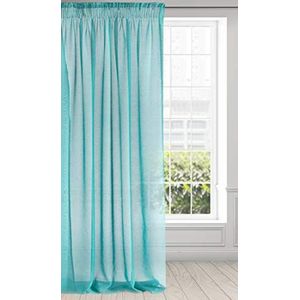 Eurofirany Argea Glad, transparant, plooiband, transparant, elegant, premium glamour, slaapkamer, woonkamer, meeldraad, stof, turquoise, plooiband (140 x 270 cm)