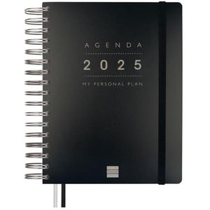Finocam Tempus Agenda 16 mois 2024/2025 Vue verticale Septembre 2024 à décembre 2025 (16 mois) Noir Espagnol