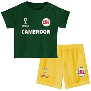 FIFA Officieel T-shirt en shorts set WK 2022, baby, kamerun, teamkleuren 18 maanden