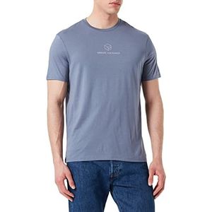 Armani Exchange Heren T-shirt met logo op de voorzijde, Donkergrijs