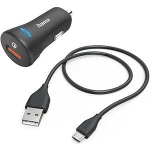 Hama Auto-snellader - Micro-USB Kabel 1,5m - Qualcomm Quick Charge 3.0 - Zwart
