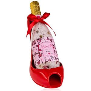 accentra Badcadeauset en flessenhouder van keramiek in rood voor dames, 2 stuks, cadeau-idee, prachtige peeptoe en wijnflessenhouder om direct cadeau te geven
