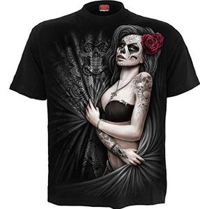Spiral Dead Love T-shirt voor heren, zwart basics, Everyday Goth, Goth, Horror, Nu Goth, Rockwear, zwart.