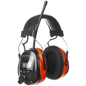 PROTEAR AM FM radio gehoorbescherming MP3 compatibel voor industrie, bouw en professionele grasmaaiers, ruisonderdrukking SNR 30 dB (oranje)