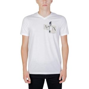 Armani Exchange Driedimensionaal logo, slim fit, korte mouwen heren T-shirt, Wit