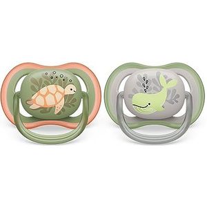 Philips Avent Ultra Air fopspeen - 2 lichte en luchtige babyfopspenen voor baby's van 6 tot 18 maanden, BPA-vrij en met sterilisator draagtas (model SCF085/60)