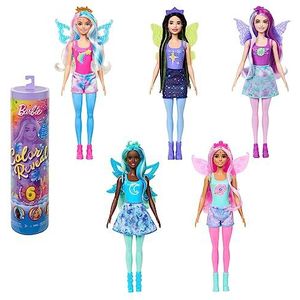 Barbie Color Reveal Pop Set Rainbow Galaxy serie met 6 verrassingen, hemelse glans en kleurverandering, speelgoed voor kinderen, vanaf 3 jaar, HJX61