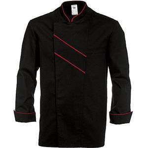BP 1538-400-3281-54 kookjas lange mouwen met manchetten, textielmix 215g/m² zwart/rood 54