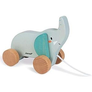 Janod - Olifant van hout – speelgoed om te trekken – speelgoed om te ontwaken en de eerste leeftijd – leren van motoriek en fantasie – WWF – FSC-gecertificeerd – vanaf 1 jaar, J08609