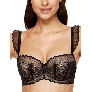 Gorteks Soutien-gorge push-up pour femme, Noir, 100C