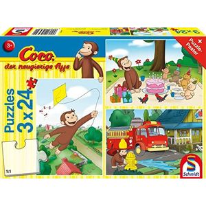 Schmidt Spiele 56432 Coco de nieuwsgierige aap puzzel 3x24 delen kleurrijk