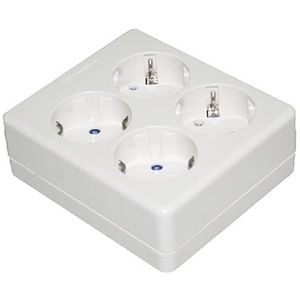 Stekkerdoos, vierkant, 4-voudig, draadloos, 3680 W, 16 A, wandmontage