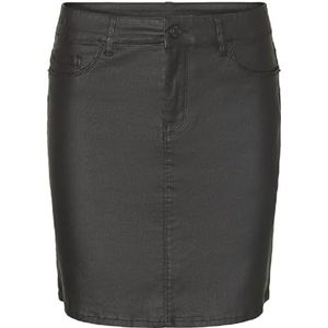 VERO MODA Vmseven Mr Short Coated Skirt Ptt Noos PU-rok voor dames, zwart.