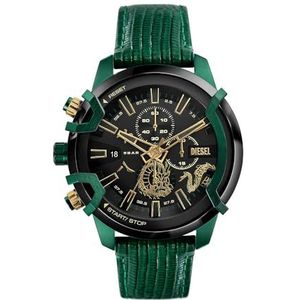 Diesel Griffed horloge voor heren, kwarts/chronograaf uurwerk met siliconen, roestvrij staal of lederen band, Groen in grafiet, armband