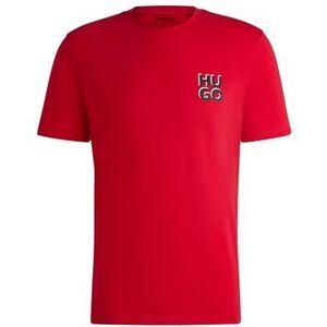 HUGO Dimoniti T-shirt en jersey de coton pour homme avec logo imprimé, rose, XXL