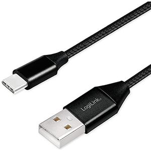 USB 2.0 aansluitkabel, USB (type A) naar USB (type C) zwart, 0,3 m