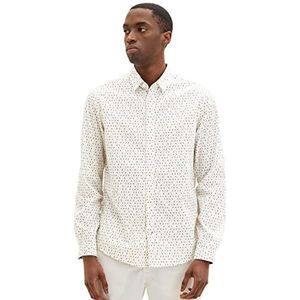 TOM TAILOR Herenhemd 31276 - Off White Geometric Design, XXL, 31276 - gebroken wit geometrisch ontwerp