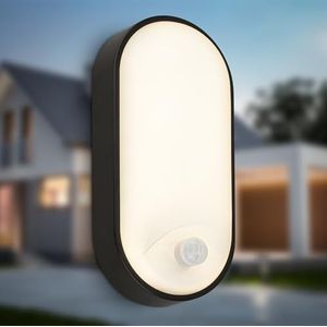 BRILONER - IP65 led-wandlamp voor buiten met bewegingsmelder, bereik tot 6 m, detectie van 100 graden, buitenlamp, led-schijnwerper voor buiten, zwart