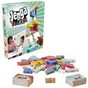 Hasbro Gaming Jenga Maker, stapeltoren met blokken van echt massief hout, spel voor kinderen, vanaf 8 jaar, voor 2 tot 6 spelers, Duitse versie