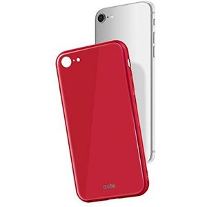 Harde hoes voor iPhone 8/7, van glas en polycarbonaat, rood