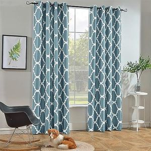 Melodieux Verduisteringsgordijnen in trendy Marokkaanse stijl, 132,1 x 213,4 cm, antiek blauw (1 paneel)