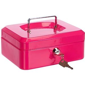 PAVO Hoogwaardige metalen geldcassette met 2 sleutels en afneembare luierlade, 20,3 cm, roze