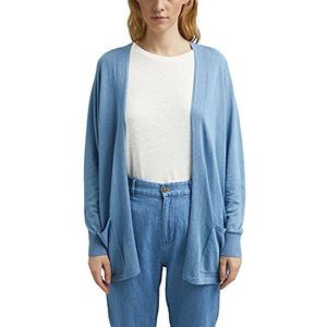 ESPRIT Met linnen: open basic cardigan, 440/lichtblauw