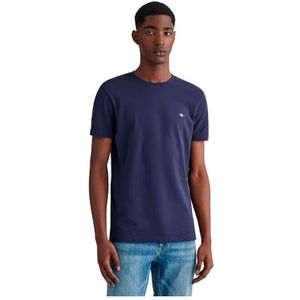 GANT Slim Pique Ss T-shirt voor heren, Nachtblauw., S