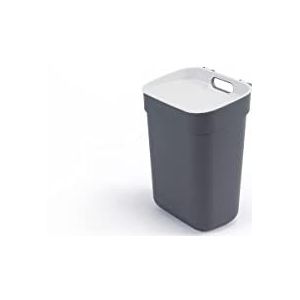 CURVER Afvalemmer voor sorteren, 10 l, ""Ready To Collect"", ideaal onder de gootsteen, met wandhouder voor muur of deur, keuken, badkamer, bijkeuken, 100% gerecycled, antraciet