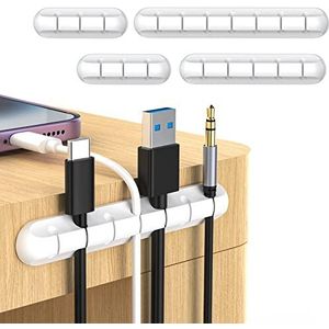 JANREAY 4 stuks multifunctionele kabelhouders voor bureau, audiokabel, netsnoer, USB-oplaadkabel (wit)