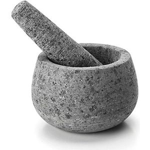 Lacor 60517 granieten vijzel en stamper, 12 x 8 cm, grijs