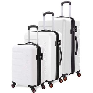 SwissGear 7366 Uittrekbare harde koffer met zwenkwielen, wit, XL, Wit.