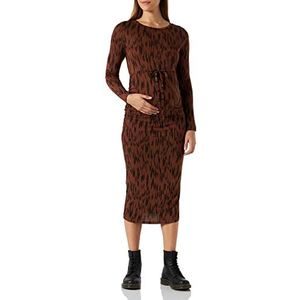 SUPERMOM Dames Alva Jurk, Lange Mouwen, Alloverprint - N007, 44, Brunette – N007