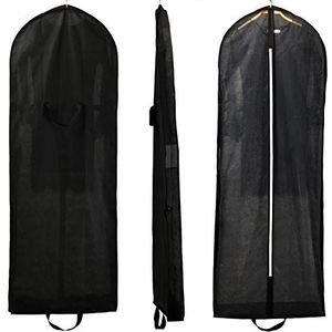 HIMRY KXB107 Opvouwbare ademende beschermhoes, 149 cm, voor kleding en bruidsjurken, avondjurken, kostuums, jassen en kleding langer, 2 zakken, zwart, KXB107 zwart