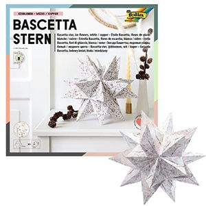 folia Bascetta 406/2020 knutselset met witte ster en koper, 32 vellen, 20 x 20 cm, kant-en-klare grootte van de papieren ster: ca. 30 cm, met gedetailleerde instructies - ideaal voor tijdloze decoratie