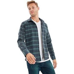 Trendyol Chemise à carreaux à manches longues pour homme, vert, M