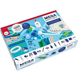 Rayher 69185000 Mega knutselbox, 1.000 stuks, assortiment wit, blauw, groen, knutselset voor het animeren van kinderverjaardag