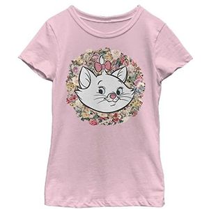 Disney The Aristocats Circle Floral Marie Girl's Solid Crew Tee, roze, Roze