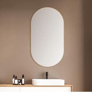 Talos Picasso Design spiegel goud 50 x 90 cm met hoogwaardig aluminium frame voor een tijdloze sfeer - badkamerspiegel en perfecte wandspiegel