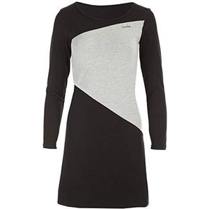 WINSHAPE Wk3 Casual mini-jurk voor dames, met inzetstuk in contrasterende kleur, Urban Style, sport, vrije tijd, Zwart/Grijs
