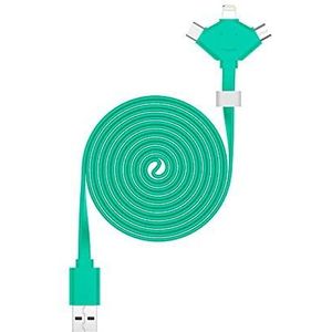 Xoopar Multi USB-kabel 2 m W lange kabel Fast Charge Type C Lightning Micro USB voor Smartphone Apple iPhone, Samsung, Google, Huawey Xiaomi, OnePlus, LG, Kindle, Wiko (Mint)