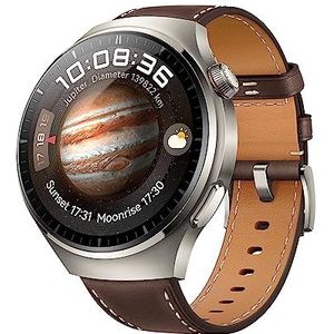 HUAWEI Watch 4-serie, lucht- en ruimtevaartgeclassificeerd titanium, bolvormig saffierglas, snelle gezondheidscontrole met 7 instellingen, eSIM mobiele telefoon, twee batterijen, donkerbruin, Duitse